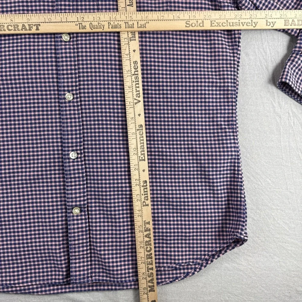 Gap Standard Fit Stretch Shirt Mens M Pink Blue Gingham Long Sleeve Button Up - Picture 3 of 6